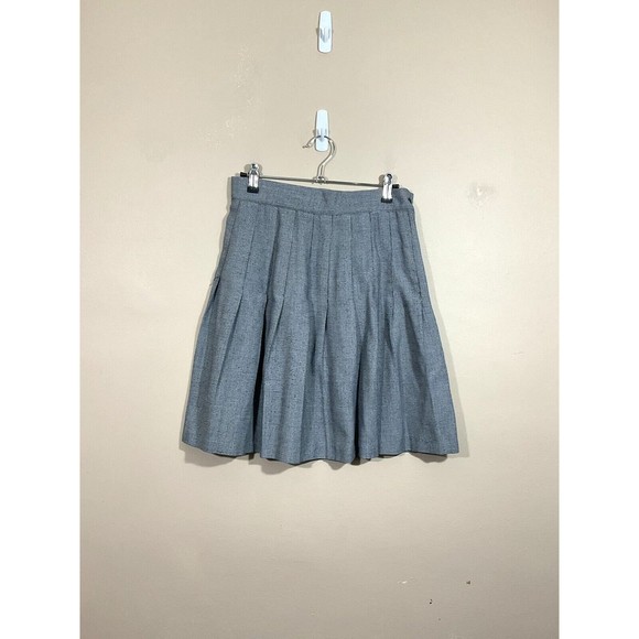 VTG Maggie Lawrence Houndstooth Pleated Skirt 10 Gray 90s Preppy Academia Retro - Picture 1 of 6
